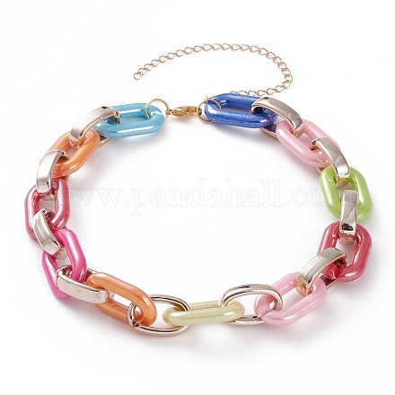 Halsketten mit Kabelketten aus Acryl und CCB-Kunststoff NJEW-JN03284-1