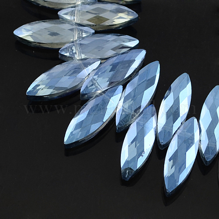 Electroplate Transparent Glass Beads Strands EGLA-R073A-02-1