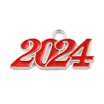 合金エナメルチャーム  鉛フリー及びカドミウムフリー  2024番の魅力  銀  レッド  18.5x36.5x1.5mm  穴：4mm PALLOY-ZX001-12S-01-1