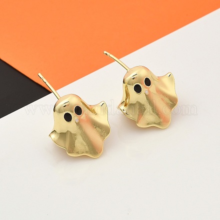 Серьги-гвоздики из латуни в виде призрака EJEW-B149-01G-02-1