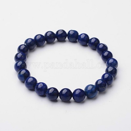 Natural Lapis Lazuli(Dyed) Beaded Stretch Bracelet BJEW-F203-06-1