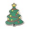 Christmas Theme Wood Printed Brooches for Women, Iron Pins, Christmas Tree, 55x42mm, hole: 2mm