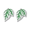304 Stainless Steel Pendants, with Enamel, Leaf Charm, Stainless Steel Color, 15.5x13.5x1.5mm, Hole: 1mm