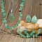 Bohemian Style Natural Green Aventurine Teardrop Pendant Necklaces & Chip Beaded Necklaces & Hoop Earrings & Dangle Earrings Sets, 470mm