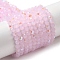 Imitation Jade Glass Beads Strands, Faceted, Round, Pearl Pink, 4mm, Hole: 0.8mm, about 87~93pcs/strand, 32~33cm
