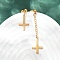 Upside Down Cross 201 Stainless Steel Dangle Stud Earrings, Asymmetrical Earrings with 304 Stainless Steel Pins, Golden, 27.5~48x12.5mm