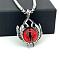 Vintage Gothic Stainless Steel Red Evil Eye Night Glow Pendant Necklaces for Men, Stainless Steel Color