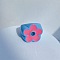 Resin Finger Rings for Women, Flower, with Rhinestone, Deep Sky Blue, Inner Diameter: 17mm