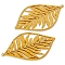 304 Stainless Steel Big Pendants, Hollow Leaf Charm, Golden, 50x30mm