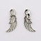 Alloy Pendants, Feather, Lead Free and Cadmium Free, Antique Silver, 32x11x3mm, Hole: 7mm