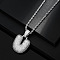 Brass Micro Pave Clear Cubic Zirconia Chunky Initial Pendant Necklaces, Platinum, Letter U, 19.69 inch(50cm)
