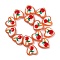 Handmade Heart Lampwork Beads Strands, Cherry, White, 24~25x24~25x11mm, Hole: 1.4mm, about 15pcs/strand, 14.2''(36cm)