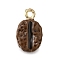 Alloy Enamel Charms, Golden, Coffee Bean, 14.5x8.5x5.5mm, Hole: 1.5mm