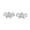 Brass Micro Pave Clear Cubic Zirconia Charms, Cadmium Free & Nickel Free & Lead Free, Long-Lasting Plated, Bowknot, Platinum, 8x13.5x3mm, Hole: 1mm
