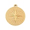 304 Stainless Steel Pendants, Flat Round with Star Charms, Real 14K Gold Plated, 19x17x2mm, Hole: 1.4mm