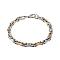201 Stainless Steel Byzantine Chain Bracelets, with 304 Stainless Steel Clasps, Golden & Stainless Steel Color, 8-5/8 inch(22cm)