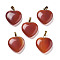 Dyed & Heated Natural Carnelian Pendants, with Brass Findings, Heart, 22~23x20x5mm, Hole: 6.5x3.5mm