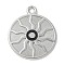 Alloy with Enamel Pendants, Sun, Platinum, 35.5x29.5x2mm, Hole: 2.5mm