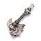 Tibetan Style Alloy Big Pendants, Axe with Skull, Antique Bronze, 46x22x6mm, Hole: 5x8.5mm