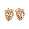 Brass Micro Pave Cubic Zirconia Pendants, Strawberry, Real 18K Gold Plated, 17x12x4.5mm, Hole: 1.5mm