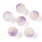 Frosted Baking Painted Crackle Glass Beads with Glitter Powder, Two Tone, Round, Medium Orchid, 10x9.5mm, Hole: 1.8mm