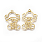 Alloy Open Back Bezel Pendants, For DIY UV Resin, Epoxy Resin, Pressed Flower Jewelry, Bear, Golden, 42.5x30x2~2.5mm, Hole: 2.5mm