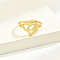Brass Alphabet Adjustable Rings for Women, with Heart, Letter Q, 17mm, US Size 6 1/4(16.7mm)