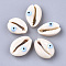 Natural Cowrie Shell Beads, with Enamel, No Hole/Undrilled, Evil Eye, Light Sky Blue, 20~25x14~16x5~7mm