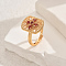 Brass Micro Pave Cubic Zirconia Adjustable Finger Rings for Women, Rectangle, Pale Violet Red, 19x14mm, Inner Diameter: Adjustable