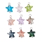 Starfish Gradient Color Baking Paint Transparent Glass Connector Charms, with 304 Stainless Steel Eye Pins Loops, Stainless Steel Color, 19x15.5x7mm, Hole: 2mm and 3mm