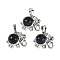 Synthetic Blue Goldstone Pendants, Rack Plating Brass Rhinestone Elephant Charms, Platinum, Cadmium Free & Lead Free, 17.5x20.5x8mm, Hole: 5x8mm