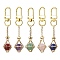 304 Stainless Steel Chain Pouch Natural Gemstone Pendant Decorations, with Alloy Swivel Clasps, Golden, 77mm