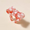 Resin Open Cuff Rings for Women, Bowknot, Light Salmon, Inner Diameter: 18mm