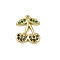 Brass Micro Pave Cubic Zirconia Pendants, Cherry, Long-Lasting Plated, Cadmium Free & Lead Free, Rack Plating, Real 18K Gold Plated, 13x11x2mm, Hole: 0.8mm