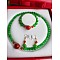Cat Eye Round Beaded Necklaces & Beaded Bracelets & Dangle Earrings Sets, Lime Green, 470mm