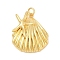 Brass Pendants, Shell Shape Charms, with Jump Ring, Rack Plating, Cadmium Free & Lead Free, Long-Lasting Plated, Real 18K Gold Plated, 25.5x21.5x7mm, Hole: 3mm