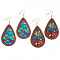 Pandahall 2Pairs 2 Colors Acrylic Dangle Earrings for Women, Teardrop, Golden, Mixed Color, 82x37mm, 1pair/color