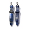 Natural Lapis Lazuli Big Pendants, Sword Charms, with Rack Plating Platinum Tone Brass Snap on Bails, Lead Free & Cadmium Free, 69.5x14.5x12.5mm, Hole: 6x4mm