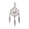 Woven Net/Web with Feather Tibetan Style Alloy Pendant Decoraiton, with Natural Cultured Freshwater Pearl Beads and Alloy Lobster Claw Clasps, Antique Silver, 74mm