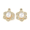 UV Plating Alloy Pendants, with Rhinestone, With ABS Pearl,Lead Free & Cadmium Free, Flower, Flower, 21x16x9mm, Hole: 2mm