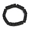 Natural Lava Rock Beaded Stretch Bracelets for Men Women, Cube, Inner Diameter: 2-1/8 inch(5.3cm), Bead: 8x8x8mm