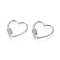 Brass Micro Pave Cubic Zirconia Screw Carabiner Lock Charms, for Necklaces Making, Heart, Platinum, 22x22x2mm