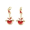 Brass Enamel Pendants, with Jump Rings, Guitar Charms, Rack Plating, Real 18K Gold Plated, Lead Free & Cadmium Free, Long-Lasting Plated, Red, 17.5x9x2mm, Hole: 2.2mm