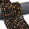3-Color Dyed Natural Tiger Eye Beads Strands, Faceted, Rondelle, with Seed Beads, 8.5~10x5.5~6.5mm, Hole: 1mm, about 43~45pcs/strand, 15.35''(39cm)