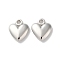 CCB Plastic Pendants, Heart Charms, Platinum, 15.5x13.5x3.5mm, Hole: 2mm