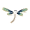 Dragonfly Enamel Pins, Alloy Rhinestone Brooches for Backpack Clothes, with Plastic Pearl, Steel Blue, 34x60.5mm