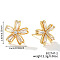 Chic Minimalist Flower Brass Clear Cubic Zirconia Stud Earrings, Elegant, Unique, Delicate, European and American Style, Golden, 14x15mm