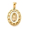 Golden 304 Stainless Steel Pendants, with Shell, Hollow Oval with Heart, Letter Y, 23x16.5x2mm, Hole: 5.5x3mm