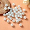 Transparent Acrylic Beads, Frosted, Bead in Bead, Round, Light Blue, 8x7.5mm, Hole: 2mm, about 416pcs/100g