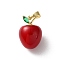 Resin Pendants, Cherry, with Brass Rhinestone Findings, FireBrick, 23x15.5mm, Hole: 7x3.5mm